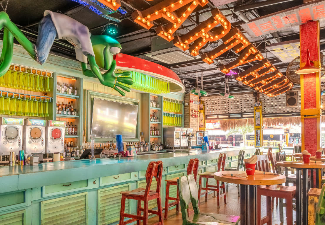 The frozen drinks bar at Señor Frog’s Cancun