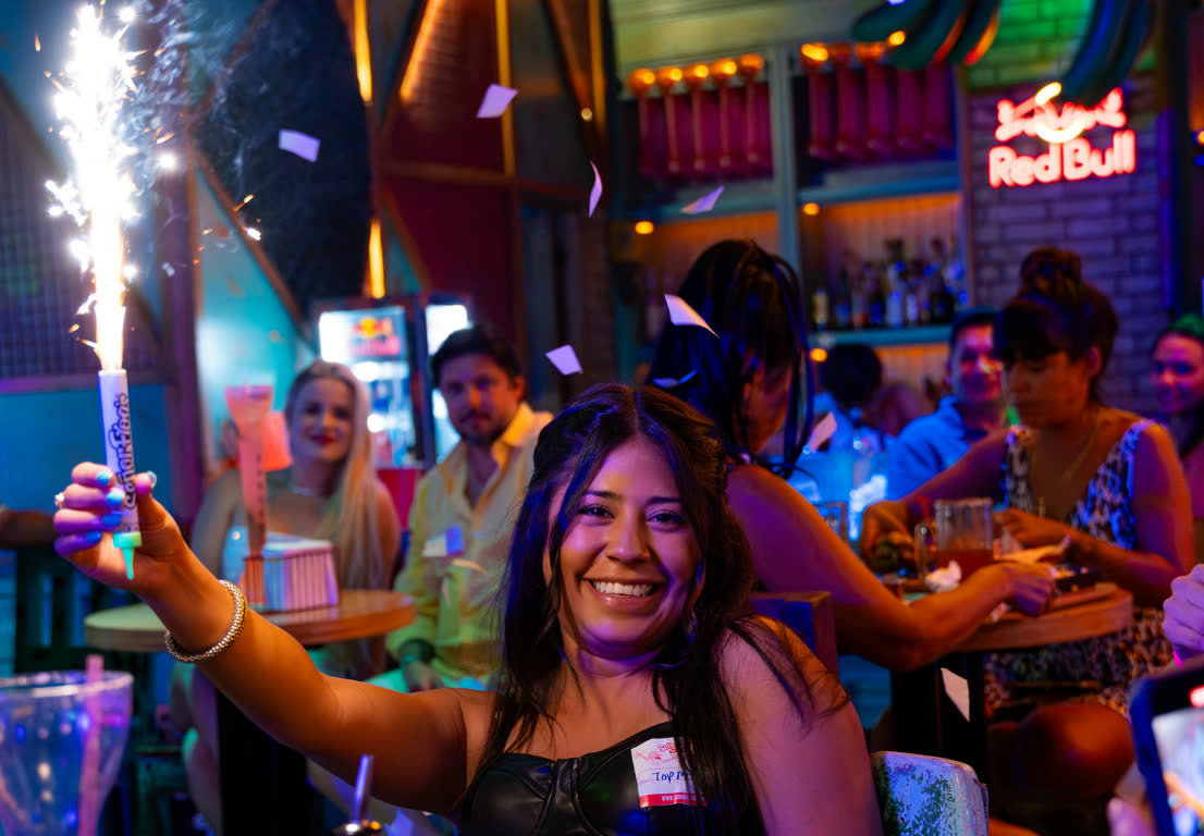 Sparklers and celebration at Señor Frog’s Cancun