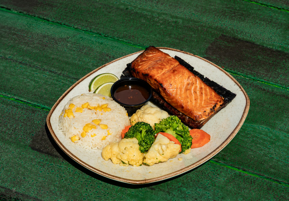 Grilled salmon at Señor Frog’s Cancun