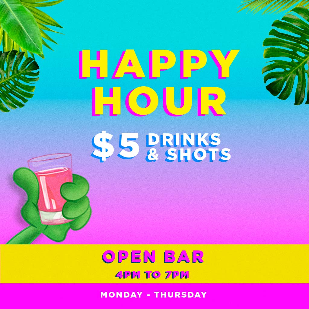 Happy Hour: tragos y shots, de lunes a jueves
