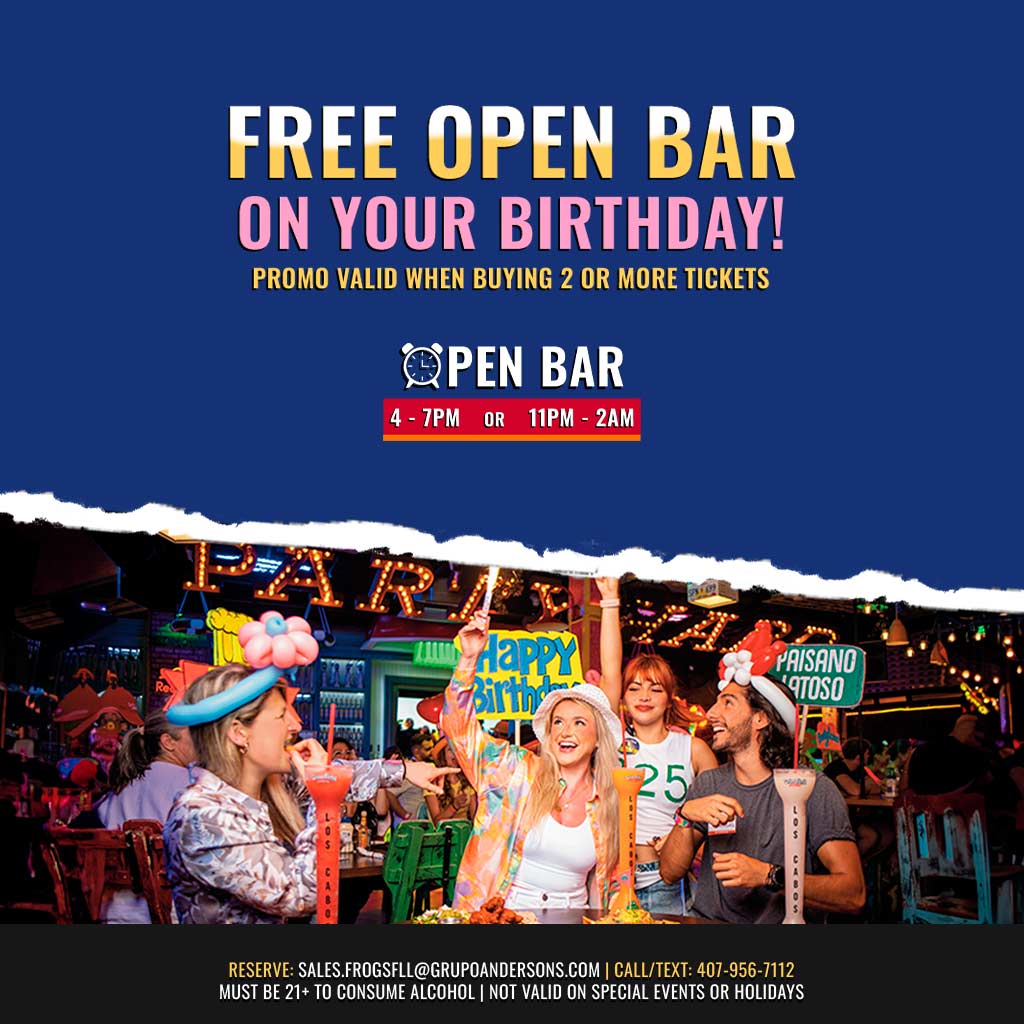 Open bar gratis en tu cumpleaños