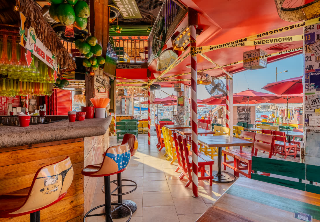 The patio at Señor Frog’s Los Cabos Pier