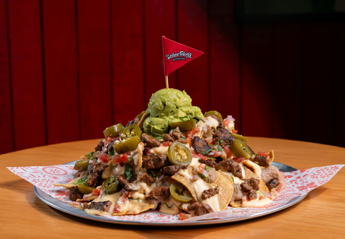 Nachos served at Señor Frog’s Los Cabos Pier