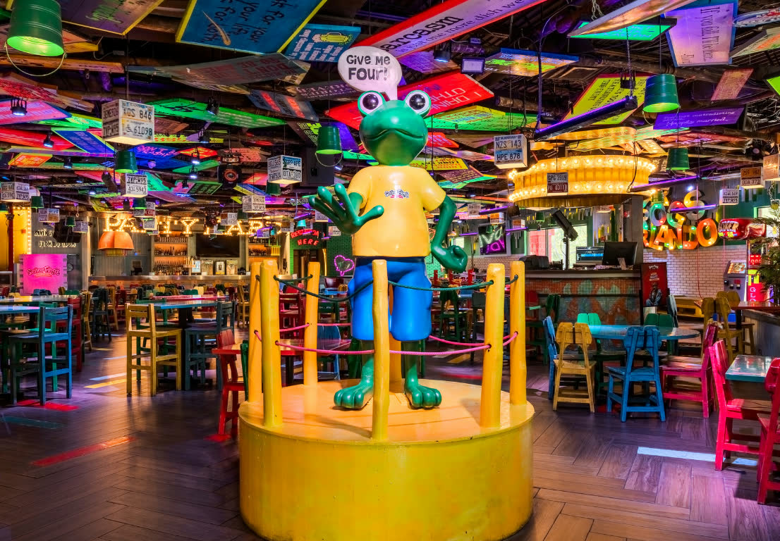 La rana de Señor Frog’s dentro de Orlando