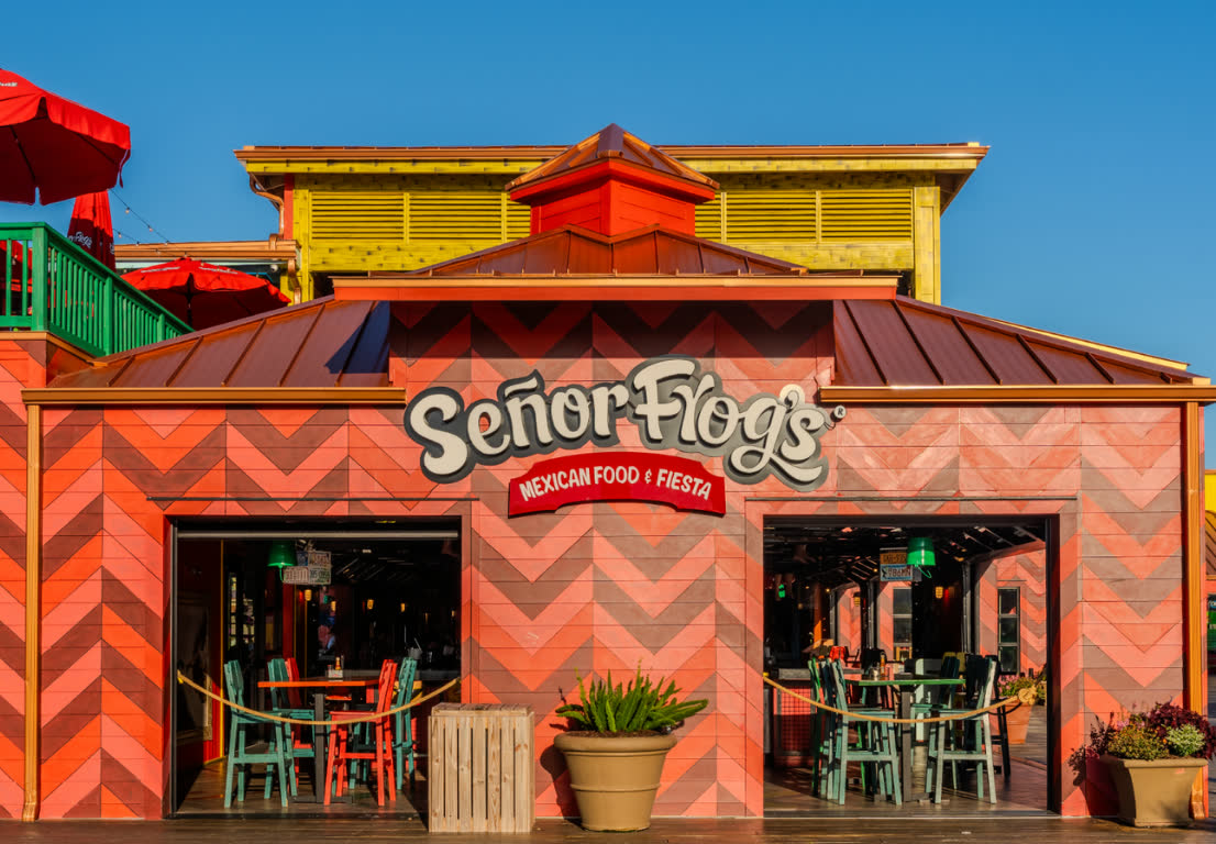 La fachada principal de Señor Frog’s Pensacola Beach
