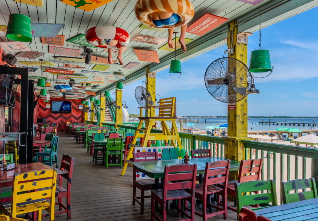 La terraza techada de Señor Frog’s Pensacola Beach