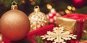christmas composition gifts branches ornaments photo